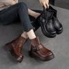 Fashion GKTINOO Women Motorcycle Boots Genuine Leather 2025 New Zip Thick Soled Women Shoes Casual Handmade Retro Short Platform Boots