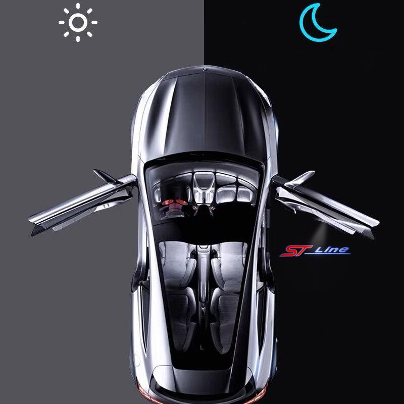 AJF1 For ST FORD RS S ST LINE FIESTA FOCUS 2 3 4 Kuga Escape Mondeo Ecosport TDCI Car HD Door Welcome Light Led Projector Lamp 1/2PCS
