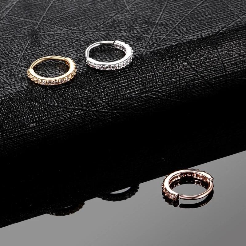 1/2pcs Copper Hinged Segment Ring For Women Septum Piercings Nose Rings Crystal Piercing Ear Tragus Cartilage Jewelry
