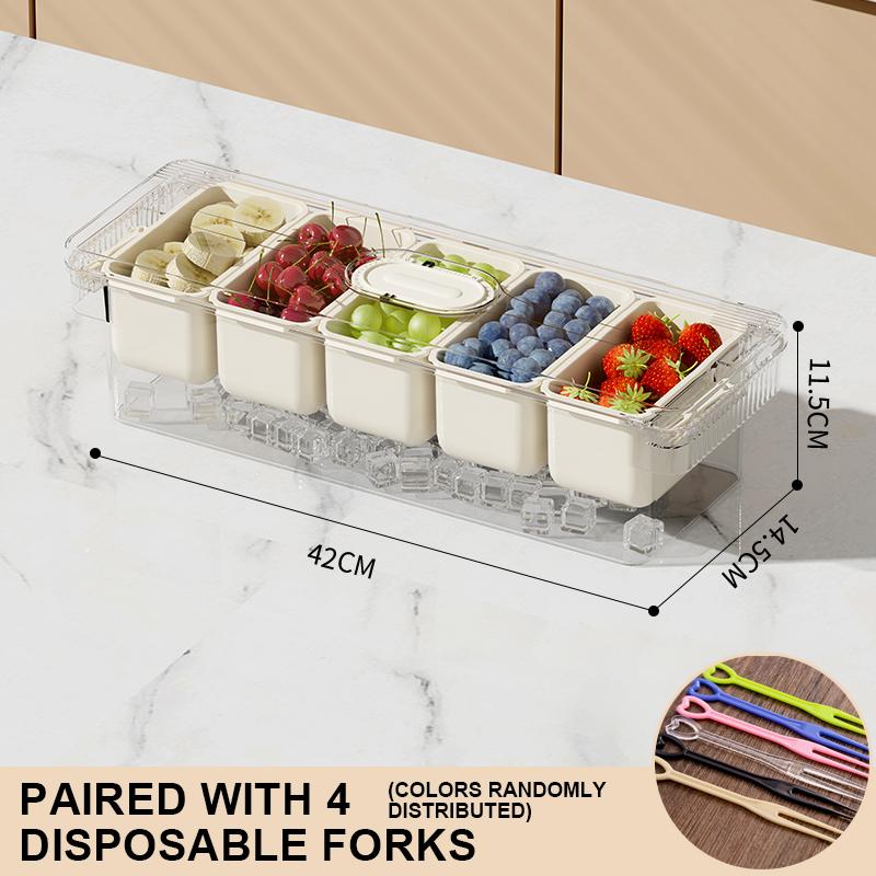 Divided Serving Tray with Lid Food Storage Container Snack Box 5 Compartment Snack Container Kitchen Fruit Storage Container New