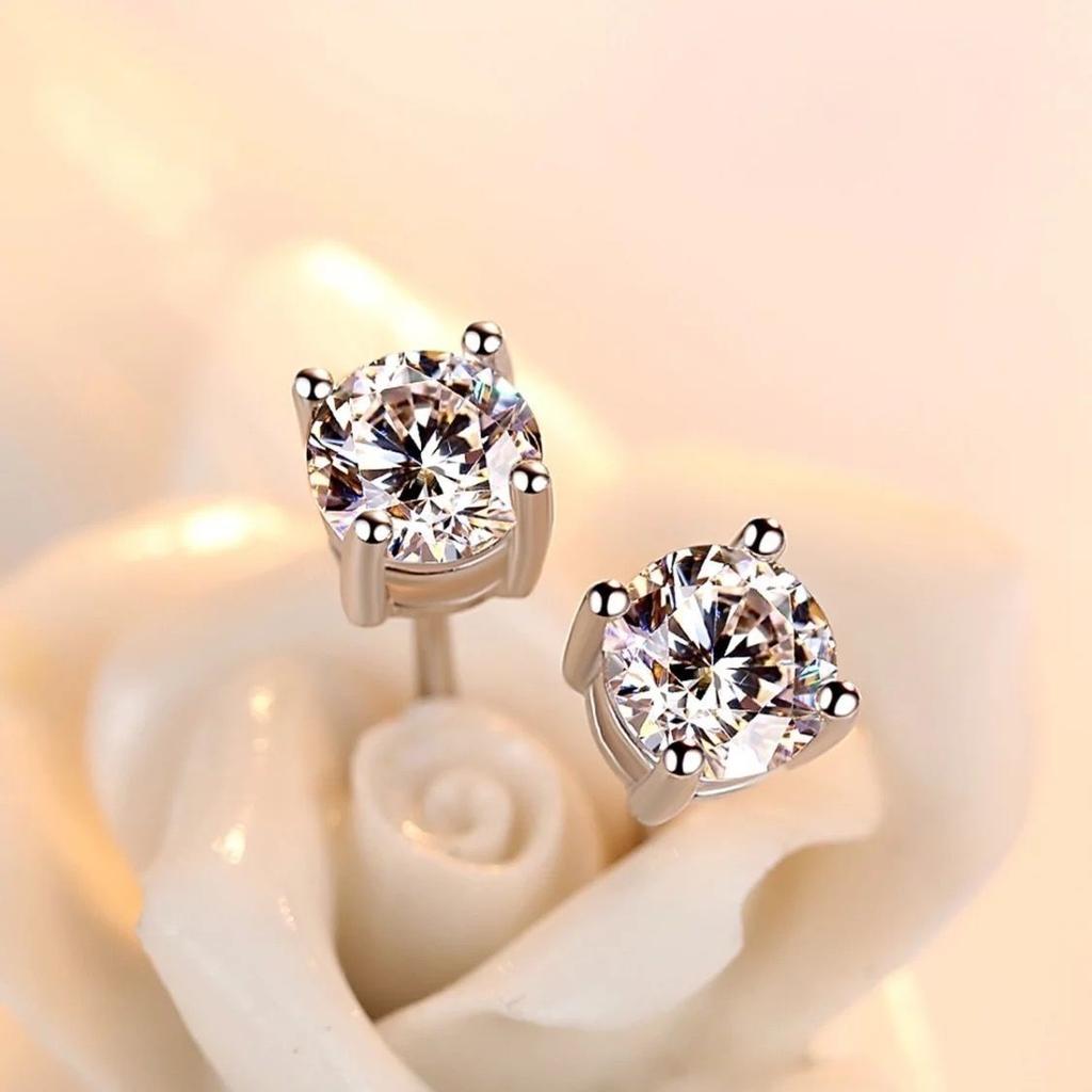 Серьги-гвоздики Aiternity с муассанитом, бриллиантовые серьги для мужчин и женщин, серебро 925 пробы с платиновым покрытием для невесты, свадебные серьги с драгоценными камнями