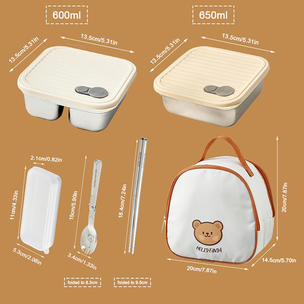 WORTHBUY 304 Stainless Steel Lunch Box With Lid Portable Fruit Salad Food Container Stackable Leak Proof Bento Box For Student