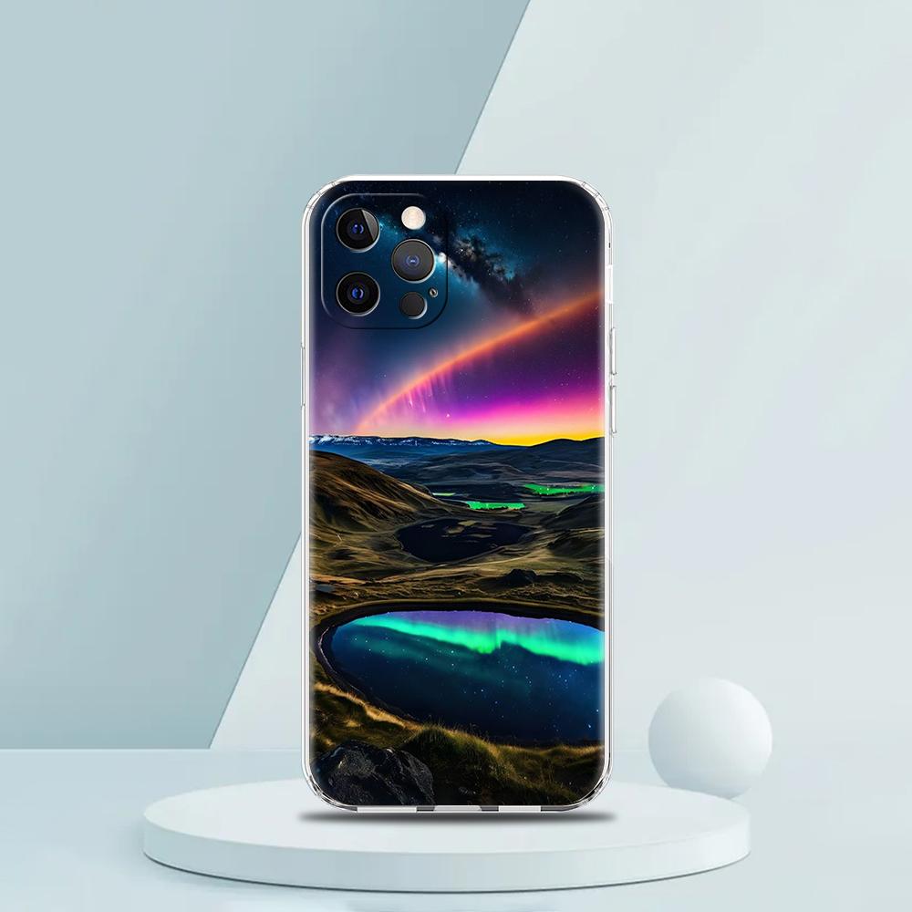 Для iPhone 15 16 14 13 12 mini 11 Pro Max XS X XR SE 7 8 Plus Силиконовый прозрачный чехол Красивое северное сияние Роскошный чехол для телефона