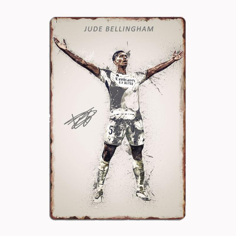 Джуд Беллингем Футбол Спорт Игрок Плакаты Металлический Знак Плакат Гараж Комната Кинотеатр Гостиная Пользовательские Жестяные Винтаж Домашний Декор