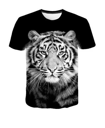 Summer Tiger 3D Printed T-Shirt Street Clothing Animal Men Fashion Oversized Sleeves T-Shirt O-Neck T-Shirt T-Shirt
