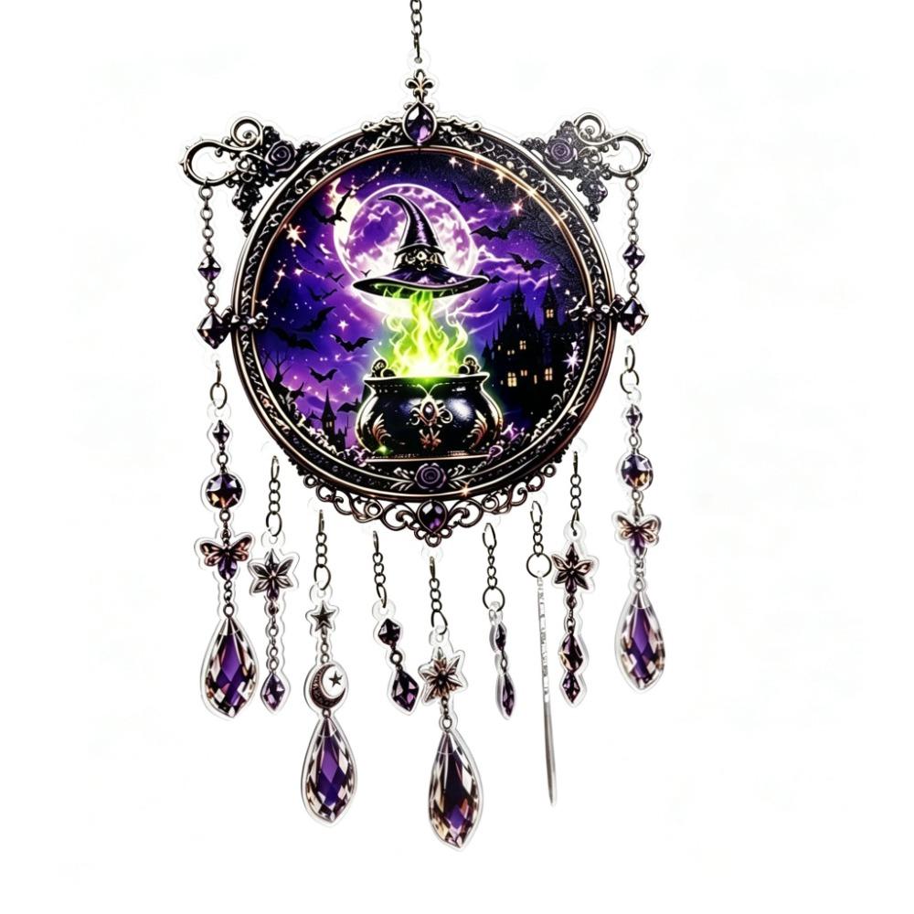 Hanging Wind Chime Acrylic Window Hanging Decor Bat Suncatcher Halloween