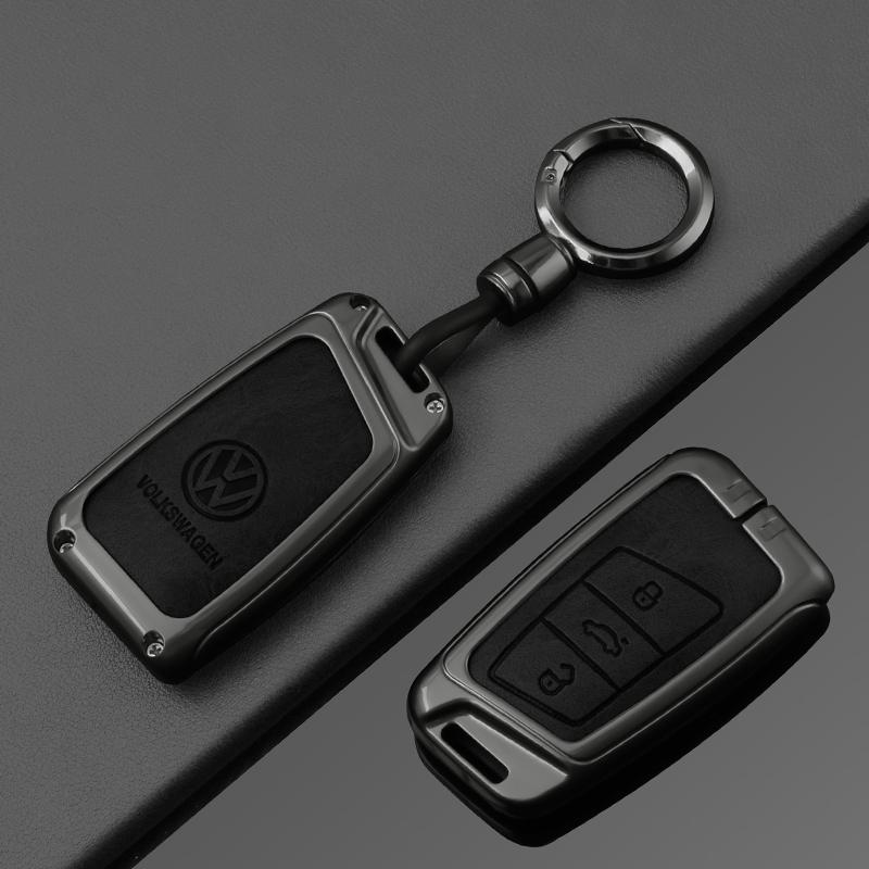 Alloy Leather Car Key Case Full Cover Shell For VW Volkswagen Passat B8 Tiguan Magotan Protector Keychain Keychain Accessories zg4