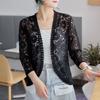 Lace Cardigan Thin Coat Women's Summer Korean Slim Plus Size Seven Quarter Sleeve Shawl Top Versatile Sun Protection Shirt