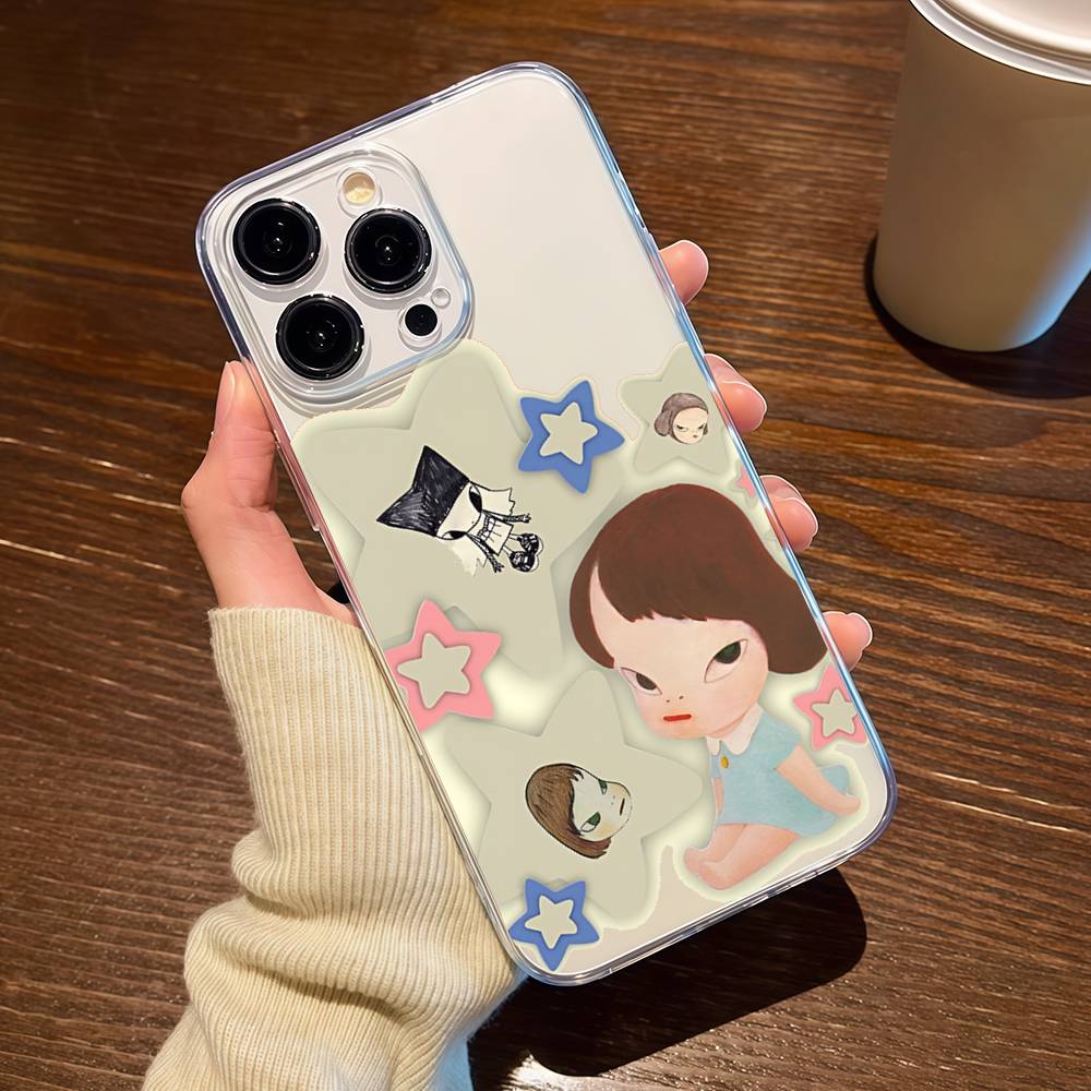 Чехол для телефона Yoshitomo Nara для iPhone 16e 16 15 14 13 12 11 Mini Pro Max Прозрачный противоударный чехол