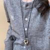 Vintage Irregular Geometric Circle Pendant Necklace for Women Adjustable Black Leather Rope Long Clavicle Chain Punk Jewelry