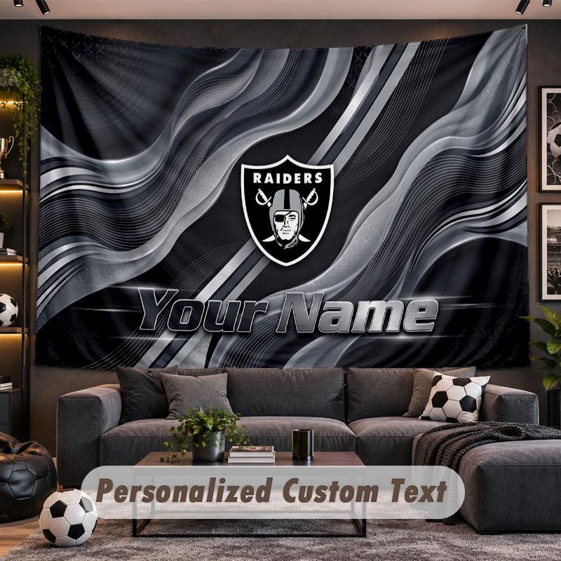 Wall Hanging Tapestry Custom NameLas Vegas Raiders Pattern Personalized Printed Fabric Wall Decor