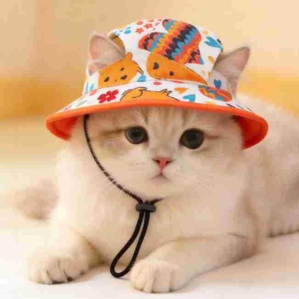 Cute Adjustable Dog Fisherman Hat Ear Exposed Comfortable Pet Sun Hat Breathable Dog Sunscreen Hat Walking