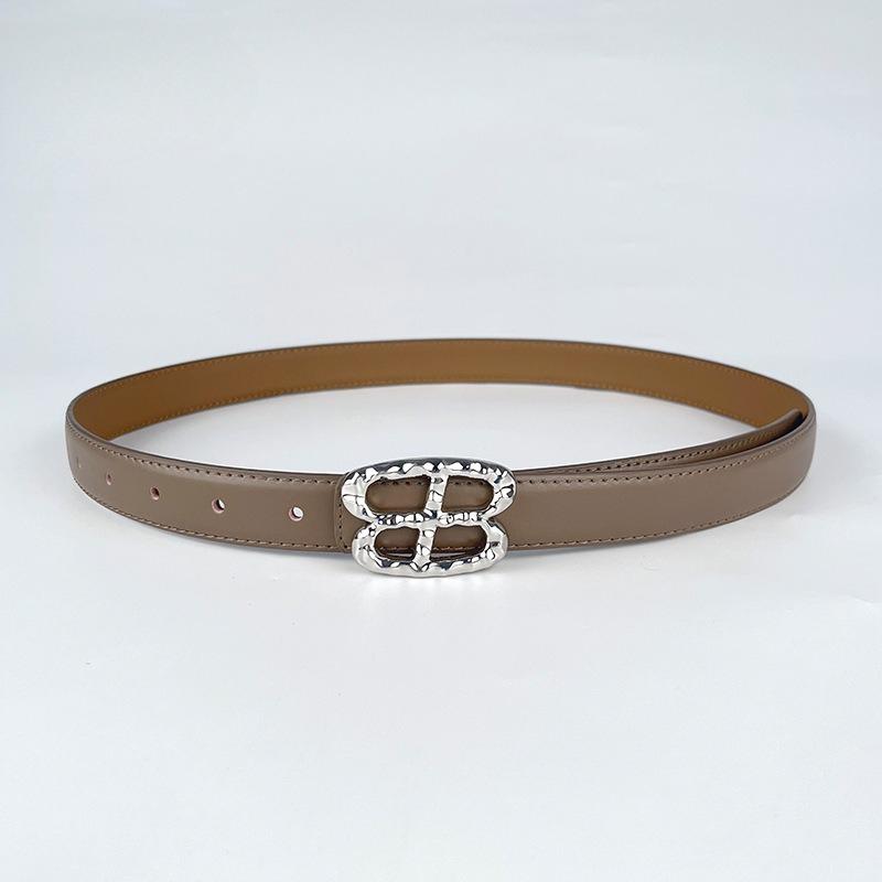 Genuine Leather Ladies' Red Belt, Cowhide Versatile, Simple and Fashionable Jeans, Decorative Belt, Rose Red