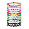 Colorful Multilayer Soft Clay Beaded Bracelet with Letters - European & American Style