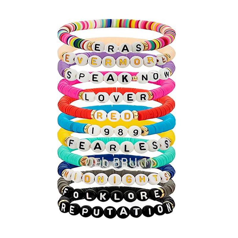 Colorful Multilayer Soft Clay Beaded Bracelet with Letters - European & American Style