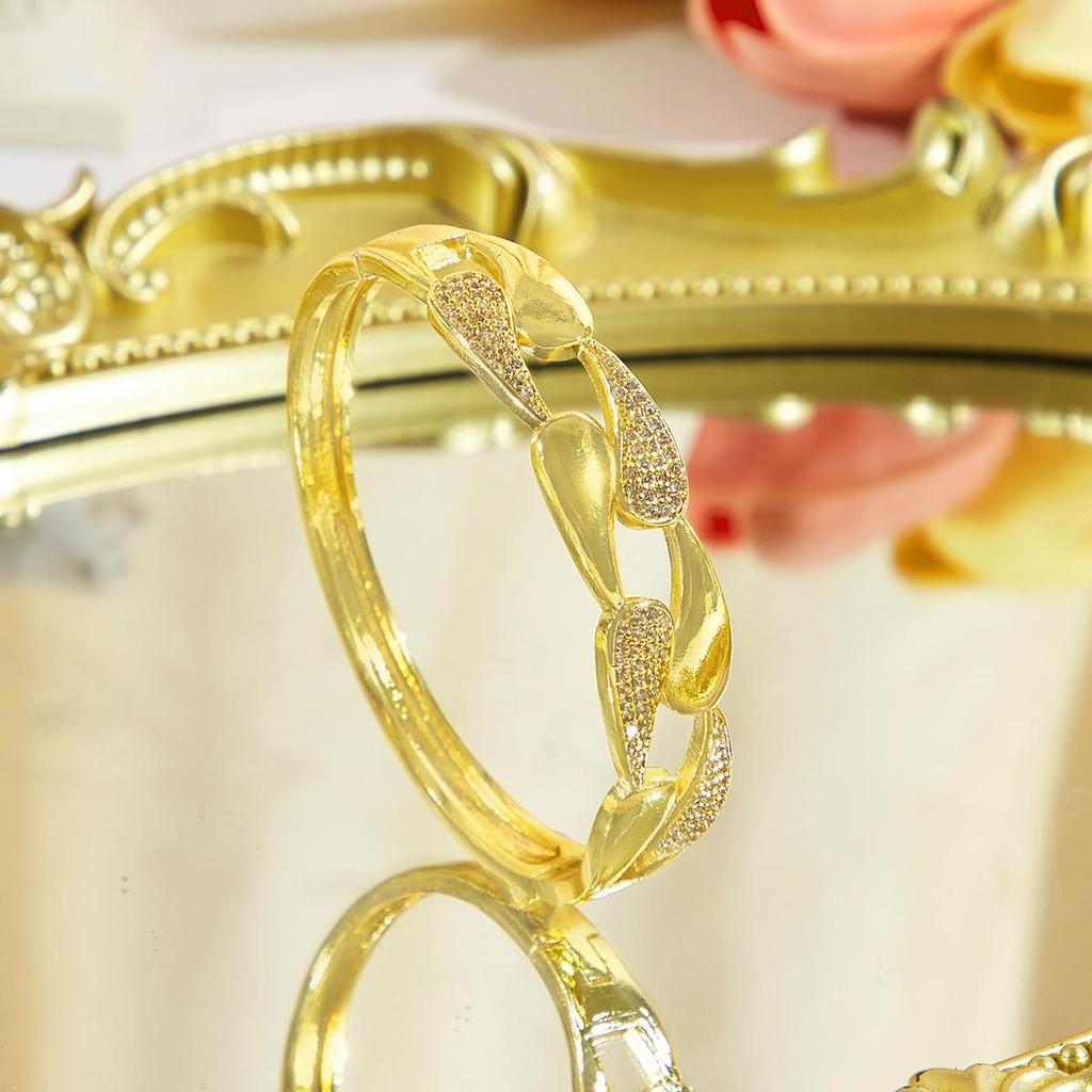 CMM Ретро этнический полый золотой циркон широкий браслет банкет вечеринка свадьба женские ювелирные изделия аксессуары