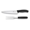 Нож и вилка VICTORINOX для разделки мяса, удобные для гриля, барбекю и посудомоечной машины, набор Swiss Classic, 2 предмета, черный, для стейков, безопасный, 6.7133.2G