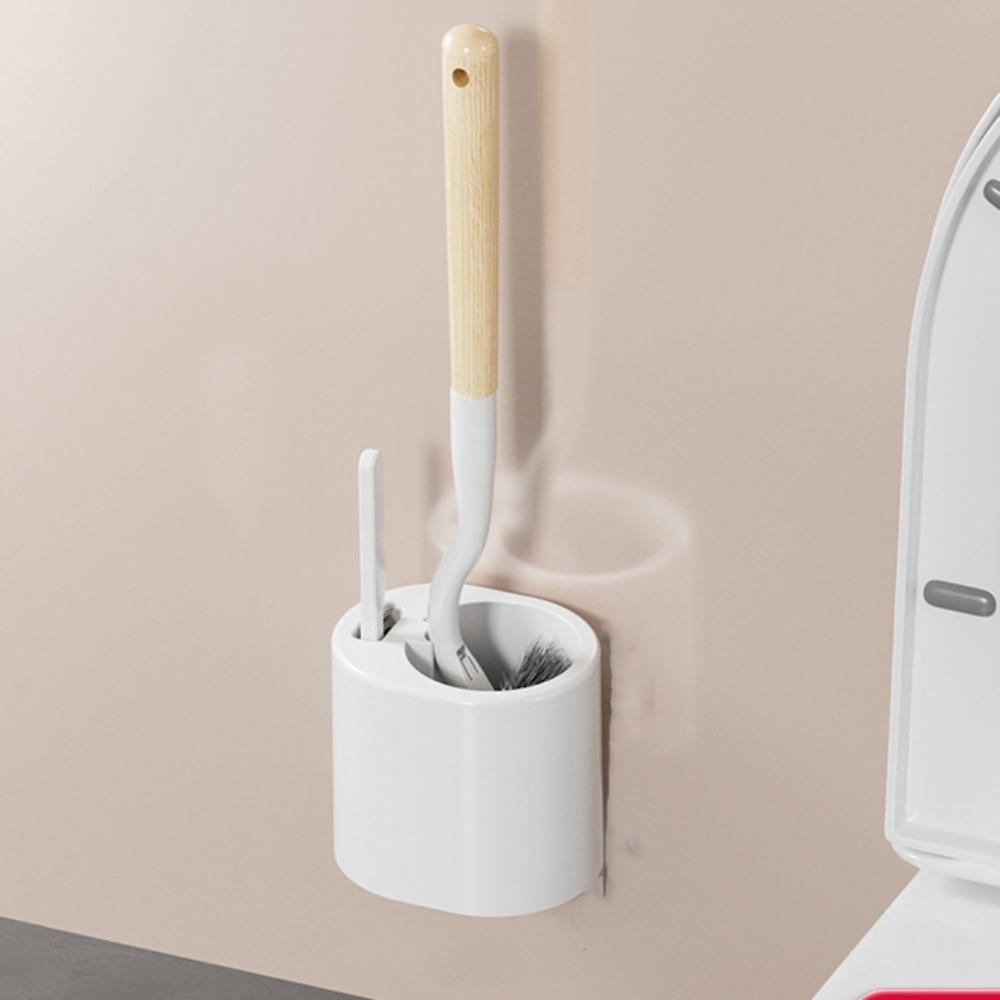 Wall Mounted Toilet Brush Set Durable Toilet Scrubber No Dead Corners Cleaning Brush Bathroom