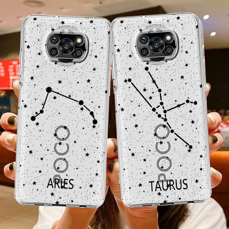 Прозрачный чехол Twelve Constellations для Xiaomi Mi Poco X3 NFC M3 Pro F3 F1 11 Lite 12 Redmi Note 10 9S 8 7 9, мягкий чехол для телефона