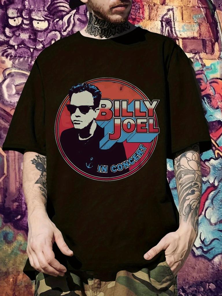 Billy Joel Rockstar Graphic T-shirt - Casual Short Sleeve