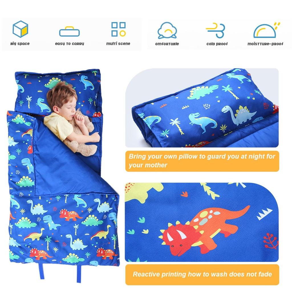 Extra Large Toddler Nap Mat, Toddler Sleeping Bag With Removable Pillow, Measures 53 X 21 X 1.5 Inches, Ideal For Daycare And Preschool Kindergarten