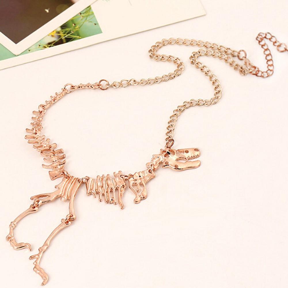 Charm Steampunk Jewelry Dead Tyrannosaurus T-Rex Necklace Pendant Chain Dinosaur Skeleton