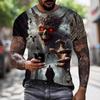 Мужская летняя одежда футболки с 3D-принтом в виде черепа с круглым вырезом с коротким рукавом