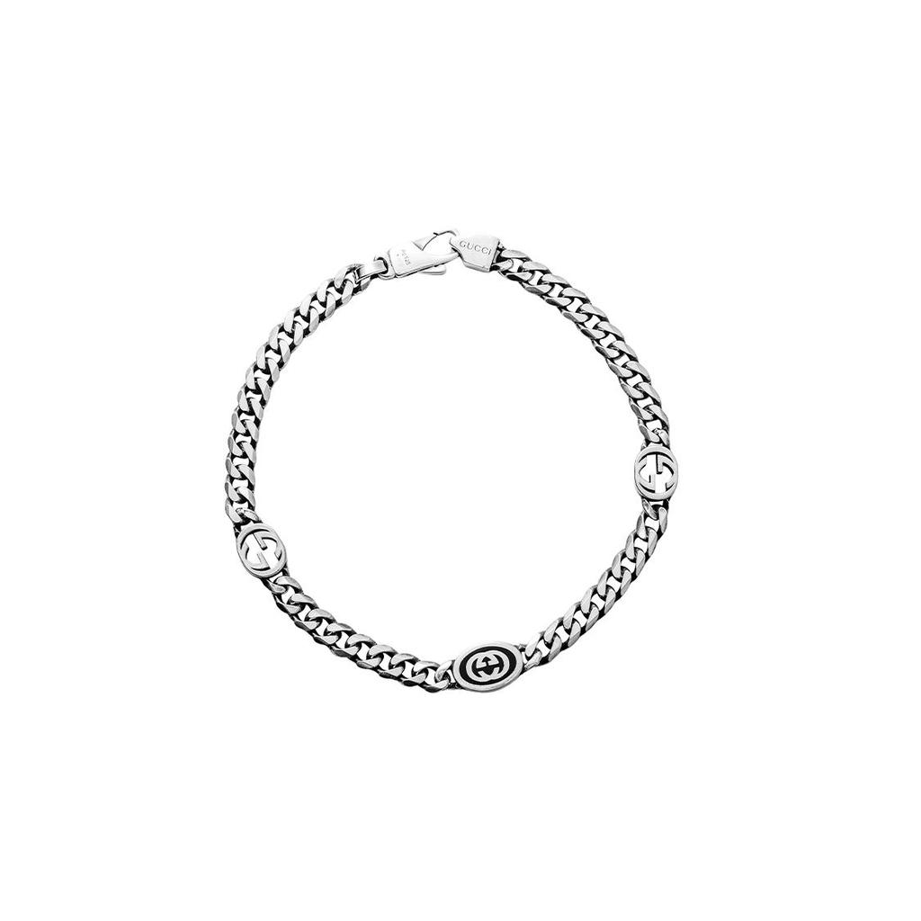 Gucci Double G Series Interlocking Double G Vintage Style Shiny 925 Silver Bracelet Unisex bracelet 678660-J8410-8191