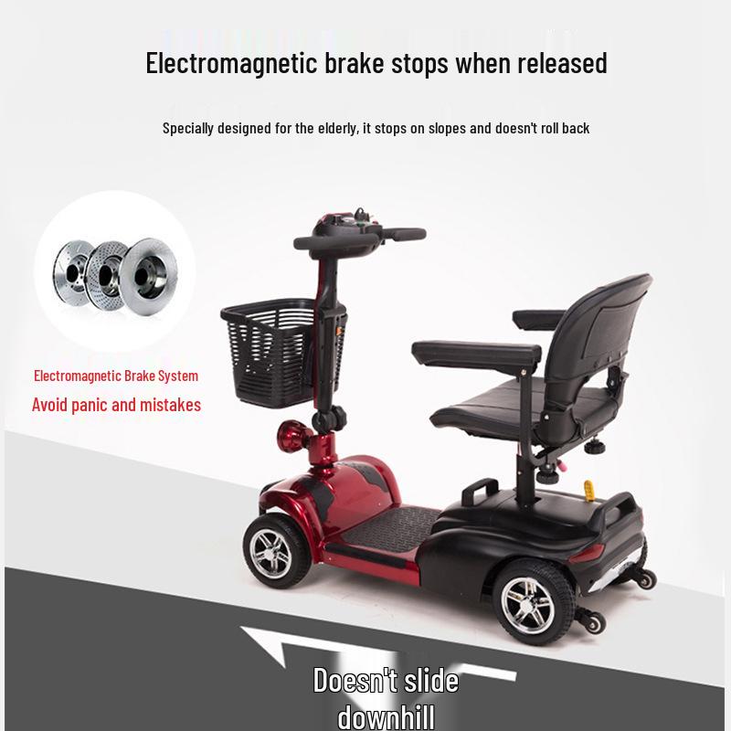 Foldable Lightweight Four-Wheeled Electric Scooter for Elderly and Disabled