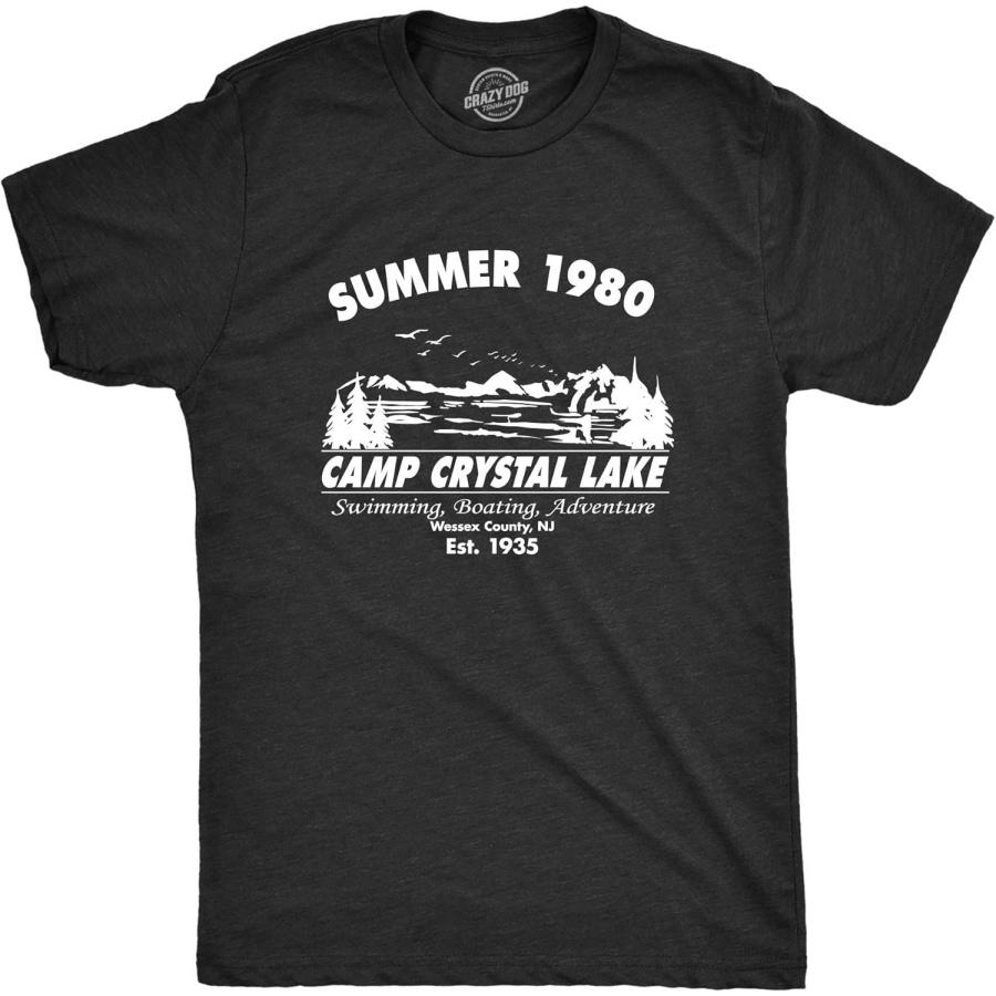 Мужская футболка Crazy Dog Camp Crystal Lake 1980 Жуткие Хэллоуинские Графические Новинки
