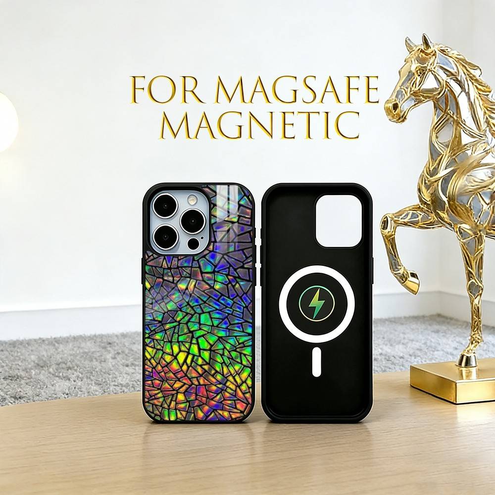 Stained glass Phone Case For iPhone17,16,15,14,13,12,11 Plus,Pro Magnetic with Magsafe Wireless Charging