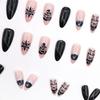 24Pcs Blue Black Night Sky Glitter Snowflake Reindeer Christmas French Press On Nails Perfect Gift For Girls