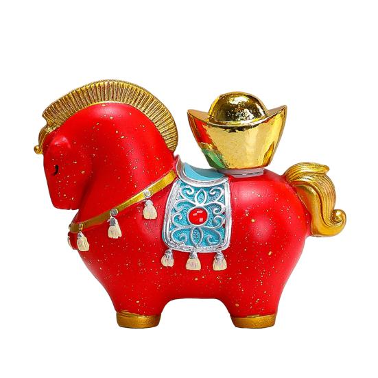 Мультяшная фигурка лошади в китайском стиле, статуэтка года лошади, приносящая богатство, удачу, счастливая лошадь, фэн-шуй, украшение