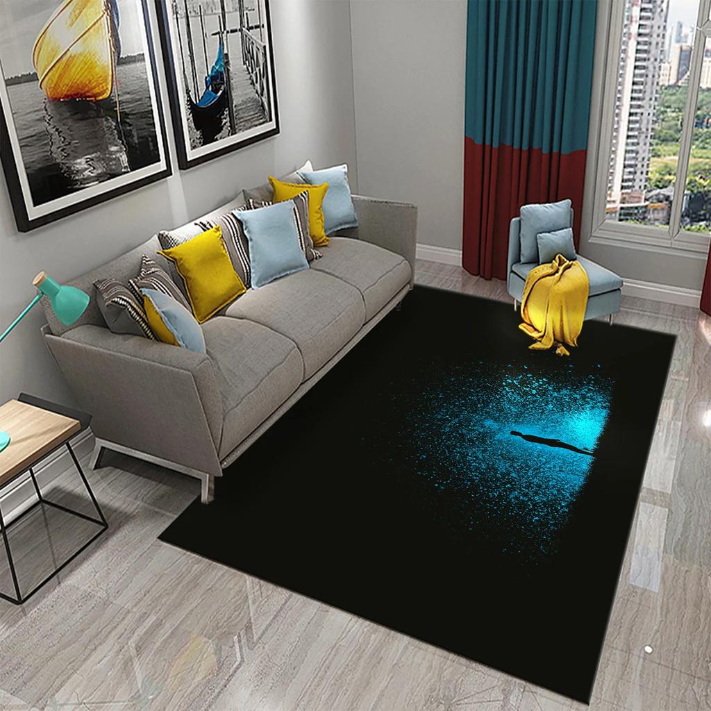 Визуальное искусство Ковер Синий Океан Замок Принт Коврик Креативный Дизайн Прямоугольные Ковры для Зоны Коврики для Йоги Плоский Коврик Декор для Гостиной Придверный Коврик