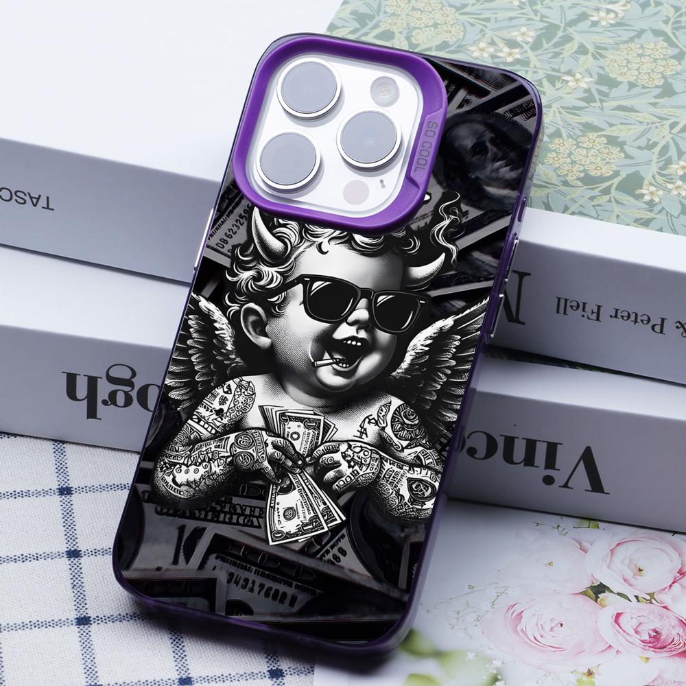 USD Dollar Purple Translucent Mobile Phone Case for iPhone 17 16 15 14 13 12 11 X XR XS Air Pro Max Plus Colorful Cover