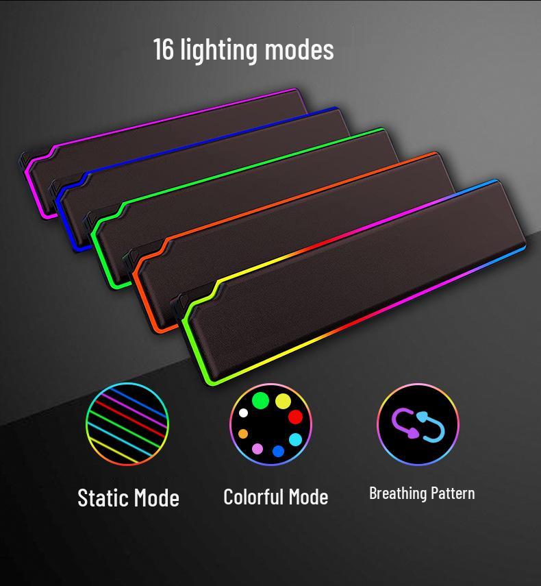 RGB Светящаяся подставка под запястье из пены с эффектом памяти - Большой размер для офисных клавиатур