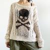 Свитер y2k эстетический готический ажурный топ с длинным рукавом в стиле панк вязаный крючком пуловер трикотаж женская уличная одежда