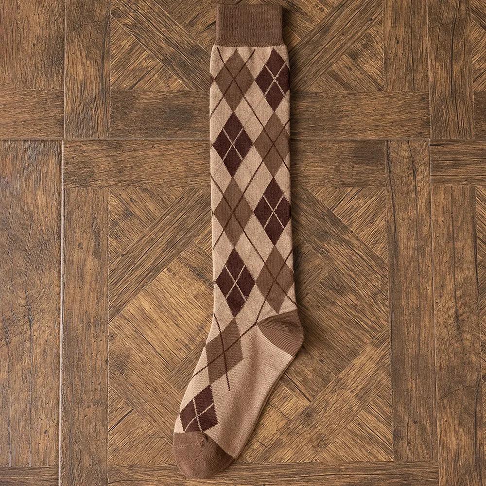 Women Stockings Japanese Fashion Plaid School Girls Long Socks Stockings Women College Style Knitted Cotton Knee Socks Stockings