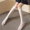 Calf Socks Women's Summer Thin Black Stockings JK Socks Long Tube Stockings Diamond-Shaped British Style Half-Length Tube Socks