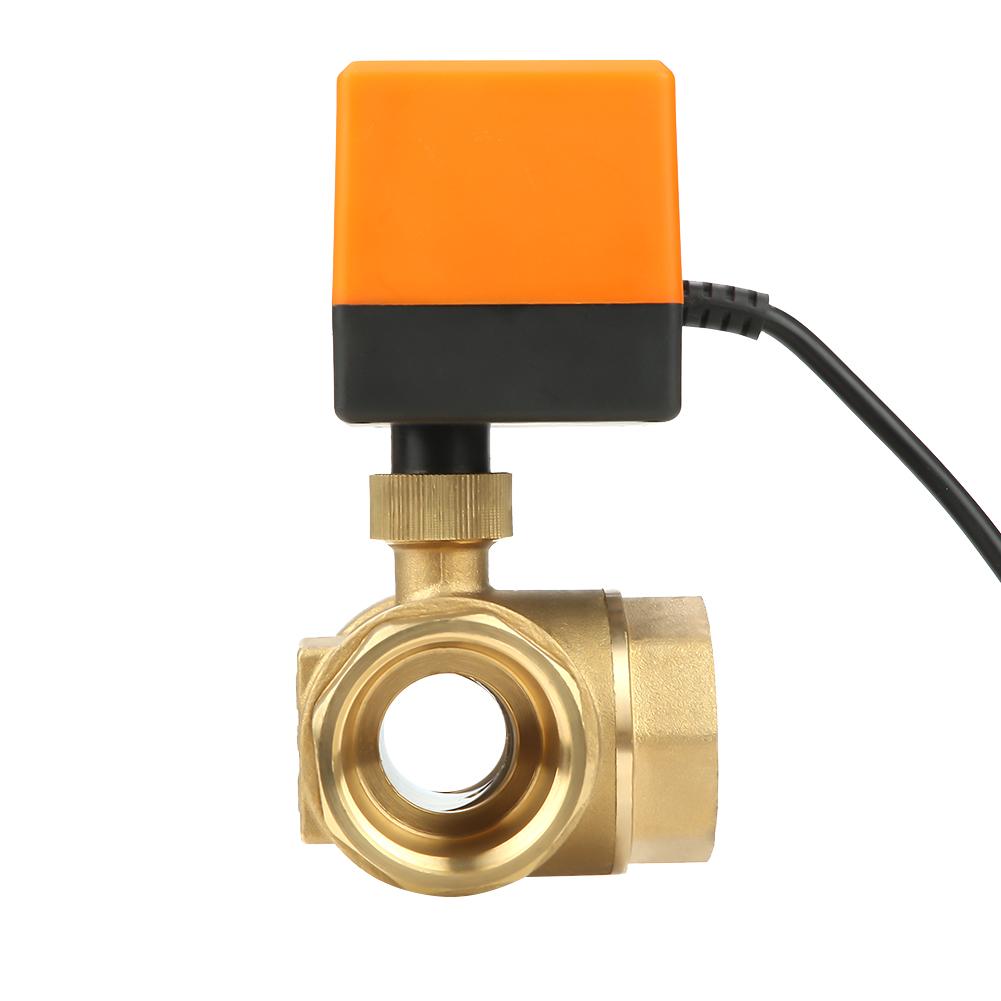 DN32 G1 1 4 Brass 3 Way Motorized Ball Electrical Valve for Air Conditioner DC24V