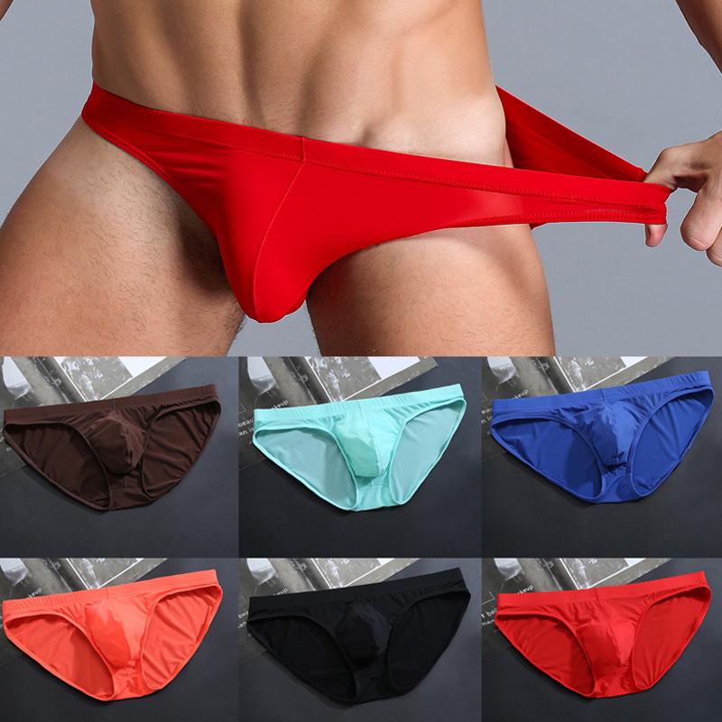 Men Bikini Erotic Underwear Seamless Ultra-thin Underwear Ice Silk Gay Panties Briefs Pouch Summer