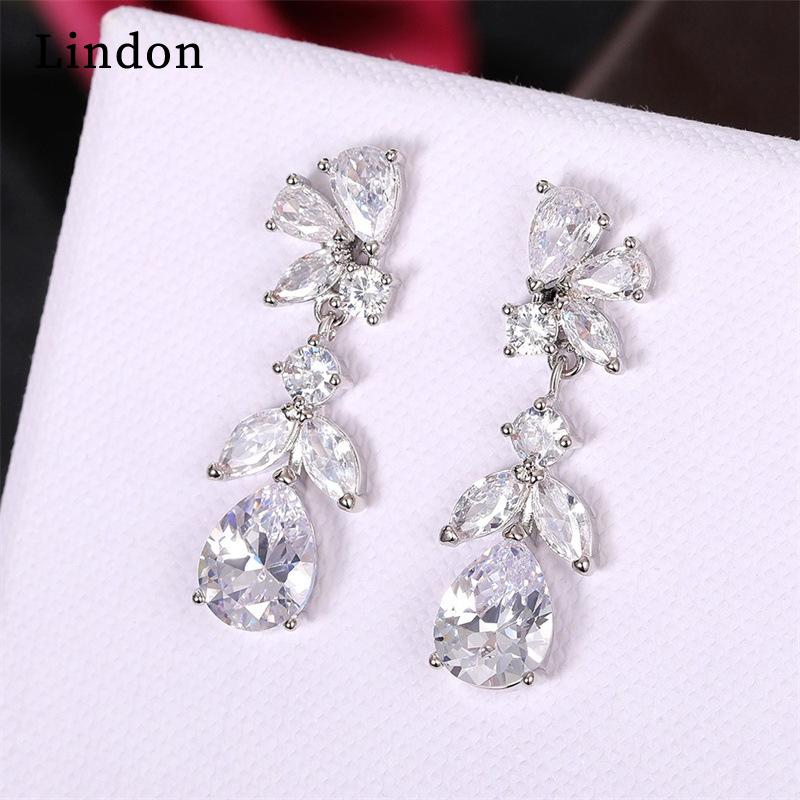 Lindon модные серьги-капли из медного сплава с цирконом для женщин, подарки на свадьбу
