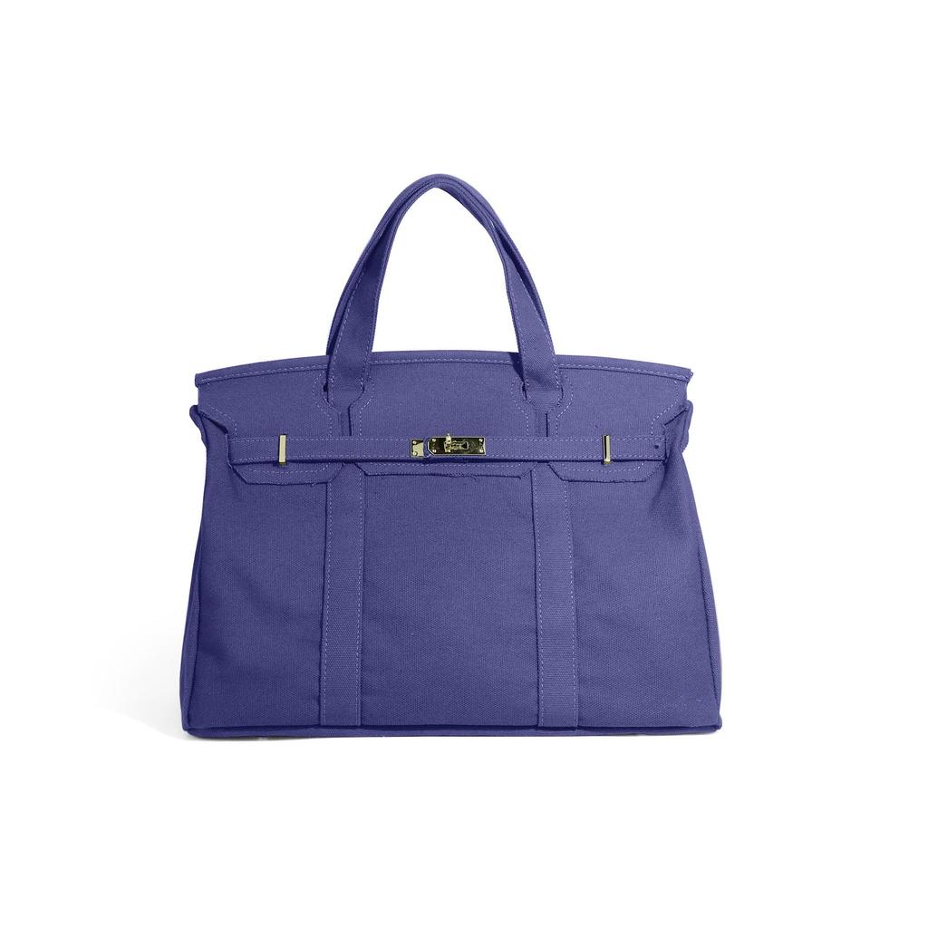 Canvas Platinum Colorblock Tote - Large Capacity, Versatile, and High-End Handbag for Commuting.