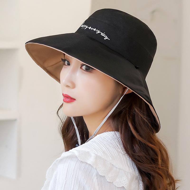 Весенне-летние двусторонние шляпы с широкими полями и вышивкой для пляжа, женские шляпы с широкими полями, солнцезащитные шляпы с ветрозащитной веревкой