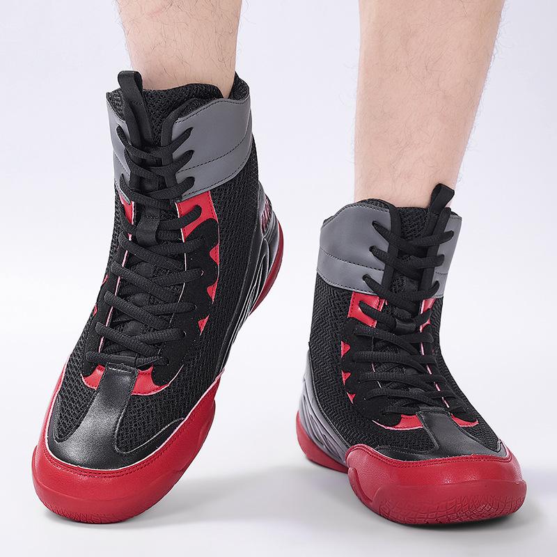 Wrestling Shoes Men's Middle Help Professional Boxing Shoes Non-slip and Wear-resistant Fighting Shoes Fighting Special Training Shoes Muay Thai