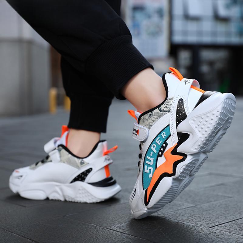 Спортивные детские кроссовки Мальчики Повседневная обувь для детей 5-16 лет Теннис Кожа Нескользящие Модные Беговые кроссовки