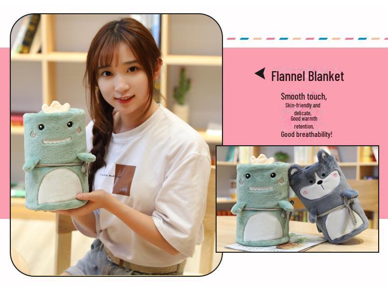 Портативное фланелевое одеяло с изображением мультяшных животных и фруктовым узором для дома или офиса