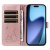 For iPhone 17 Air Case Cat Pattern Imprint Leather Phone Cover with Wrist Strap