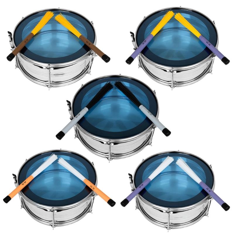 1Pair Professional Nylon Drumsticks Brushes Replacement Retractable Wire Brush Rod Drum Sticks Brush Easy to Use