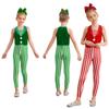 Girls Christmas Costume Sleeveless Striped Sequins Bodysuit Dance Gymnastics Jumpsuit Candy Cane